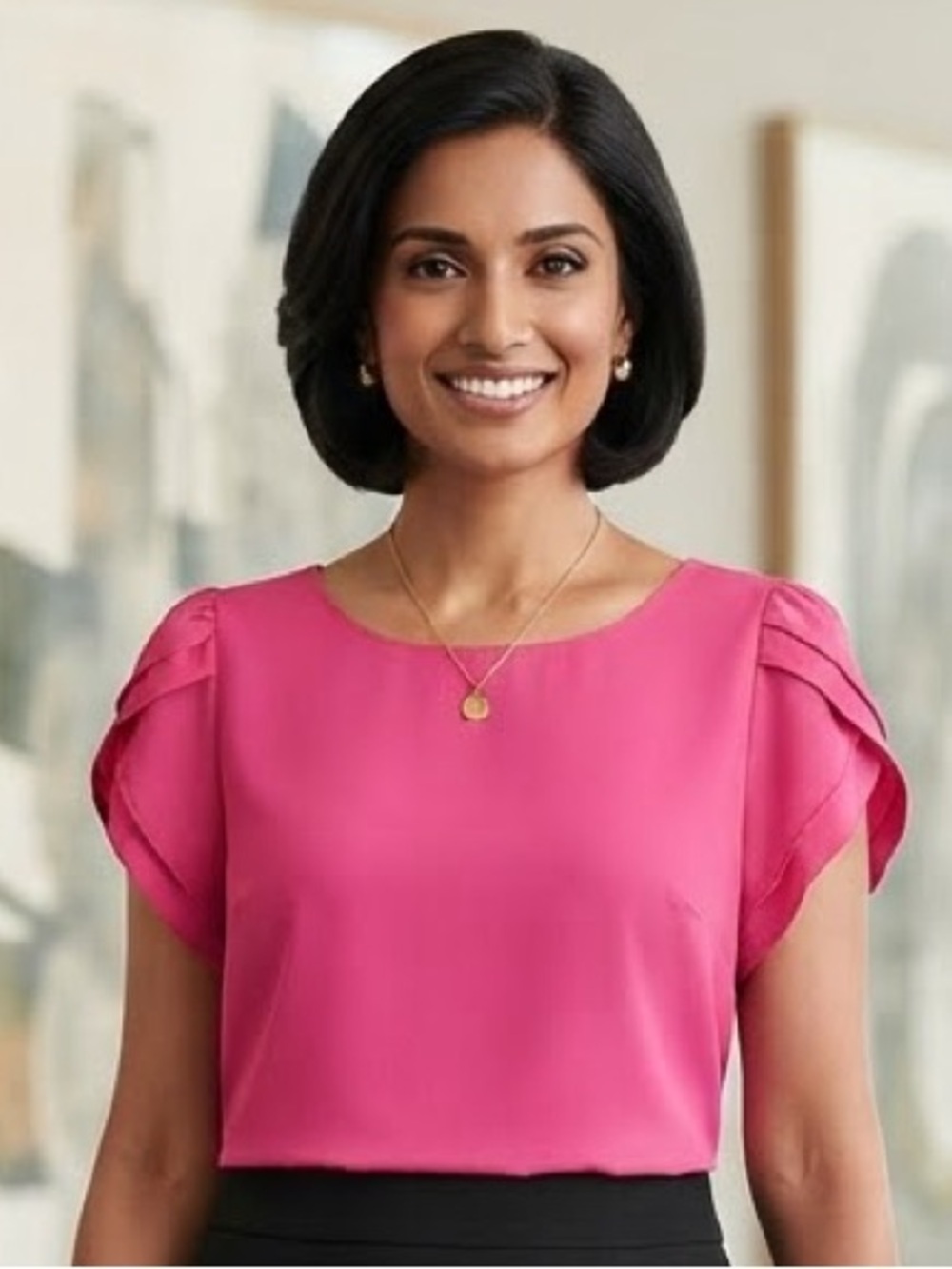 Kirundo Petal Sleeve Blouse L Pink